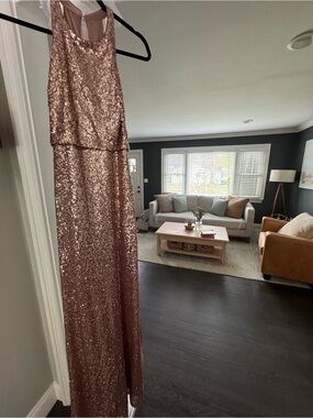 Jenny Yoo Rose Gold Sequin Evening Dress